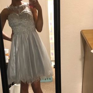 grey rhinestone dress